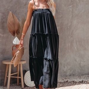 Black Maxi Dress - Tie Shoulder